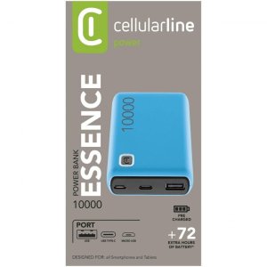 powerbank cellularline essence universale usb-a 10000mah blu