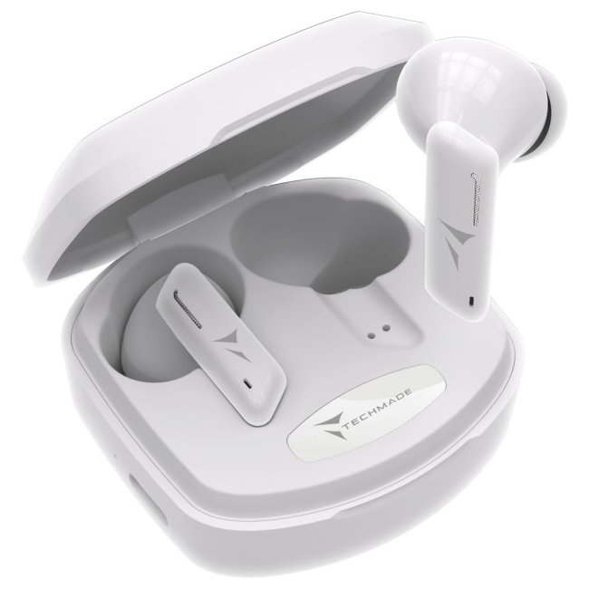 techmade auricolari tm-k175-wh senza filo con box ricarica bianco