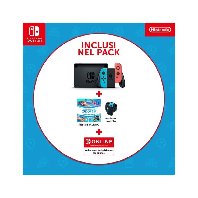 console nintendo switch 11 neon blueneon red   switch sport   fascia   12 mesi